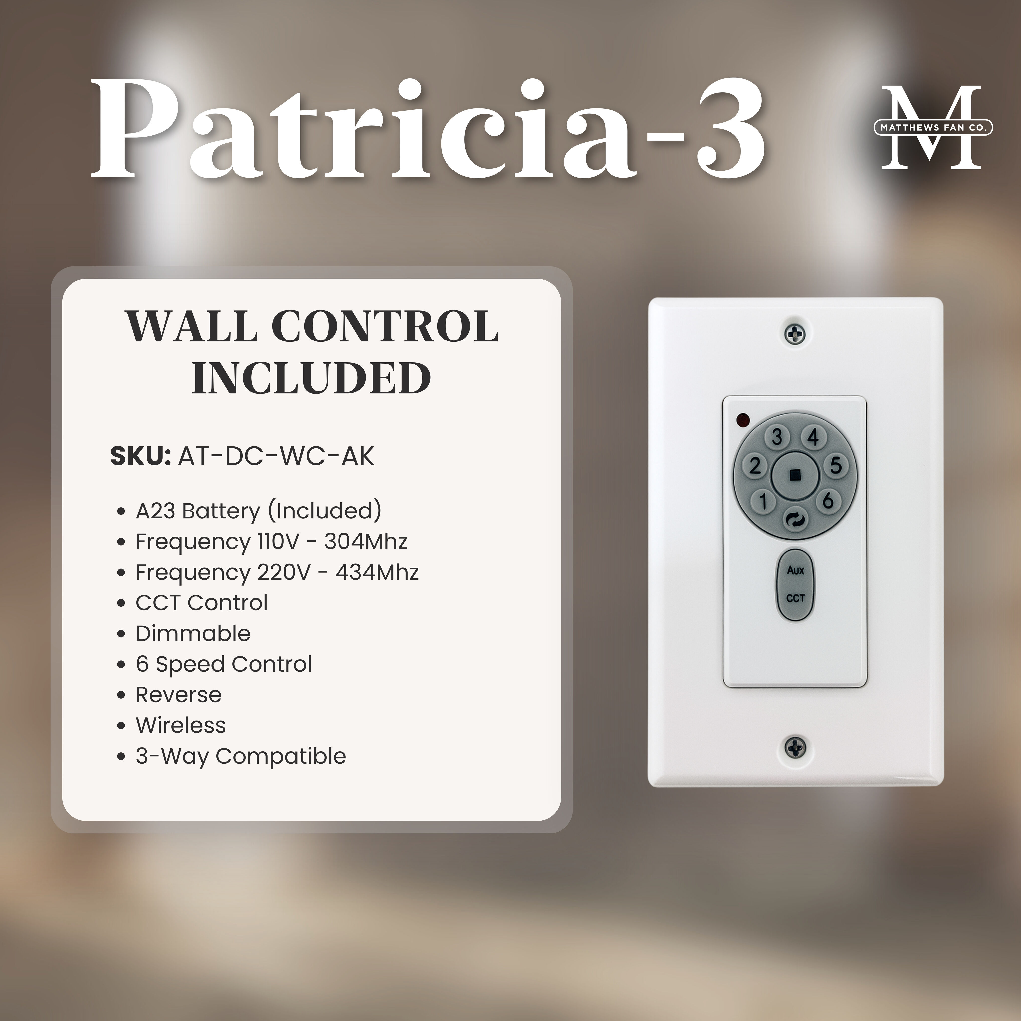 Atlas Patricia-3 60 inch Gloss White with Walnut Tone Blades Ceiling Fan, Atlas