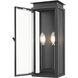 Nova 2 Light 16.5 inch Black Outdoor Wall Light in Clear Glass