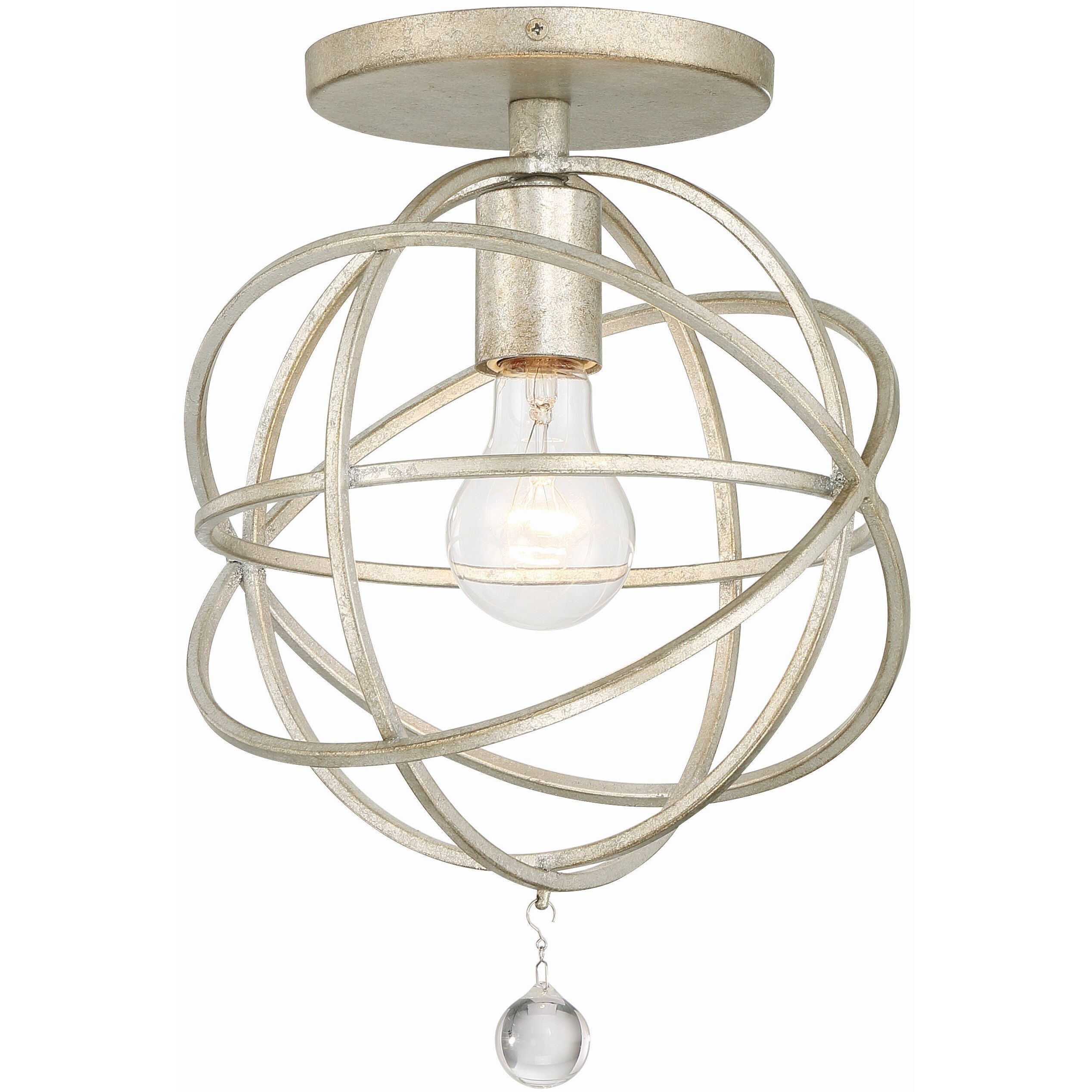 Solaris 1 Light 9 inch Olde Silver Semi Flush Ceiling Light