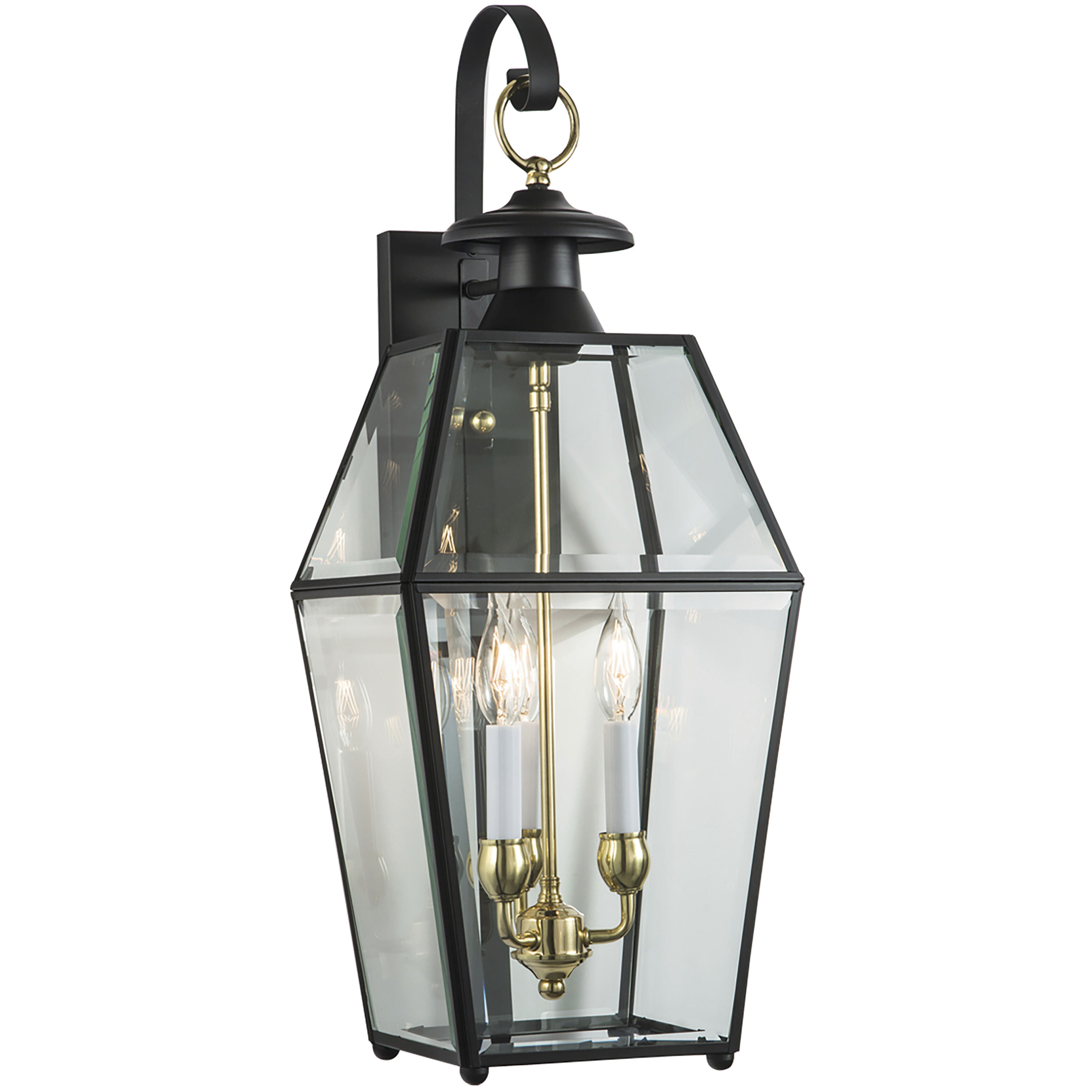 Olde Colony 3 Light 28 inch Black with Clear Outdoor Wall Sconce