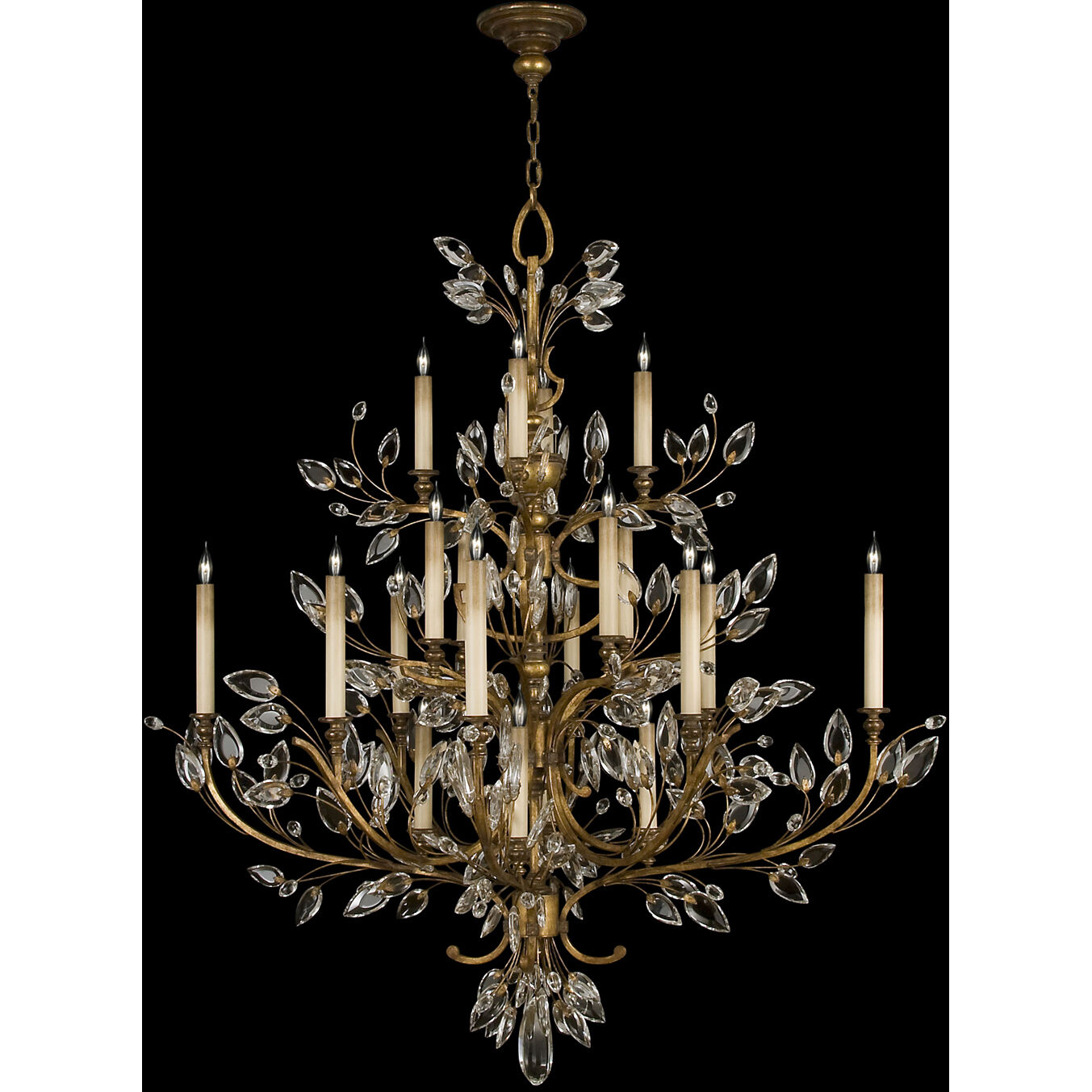Crystal Laurel 20 Light 57 inch Gold Chandelier Ceiling Light