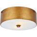 Hazen 2 Light 12 inch Vintage Gold and White Flush Mount Ceiling Light
