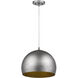 Latitude 1 Light 14 inch Hand Painted Weathered Pewter W/ Gold Interior Pendant/Semi-Flush Ceiling Light