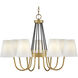 Aston 7 Light 33.25 inch Heritage Brass with Black Indoor Chandelier Ceiling Light
