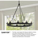 Open Air Sawyer 9 Light 30 inch Aged Zinc with Distressed Black Outdoor Hanging in Non-LED