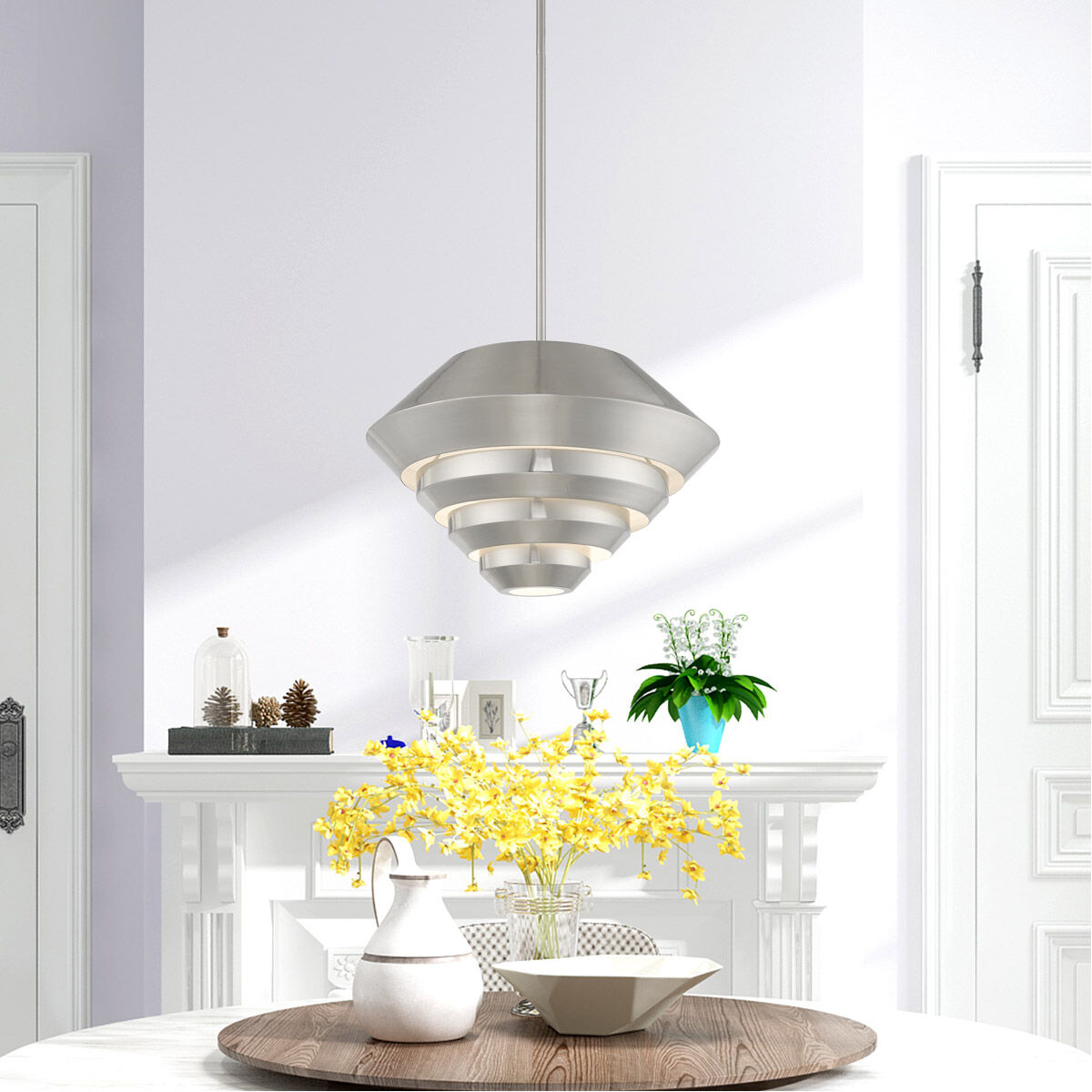 Amsterdam 1 Light 18 inch Brushed Nickel Mini Pendant Ceiling Light
