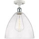 Ballston Dome LED 12 inch White and Polished Chrome Semi-Flush Mount Ceiling Light in Seedy Glass