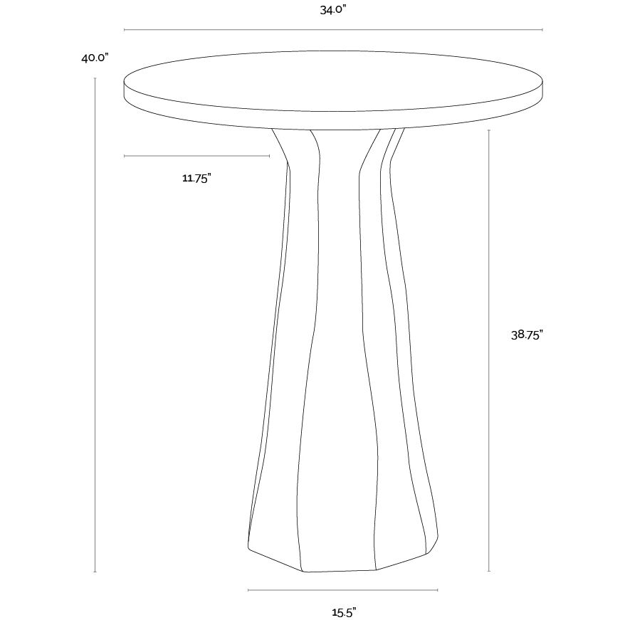 Kliff 40 X 34 inch Black Outdoor Bar Table