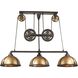 Torque 3 Light 62 inch Vintage Rust Linear Chandelier Ceiling Light