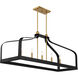 Sheffield Linear Chandelier Ceiling Light in Black with Warm Brass