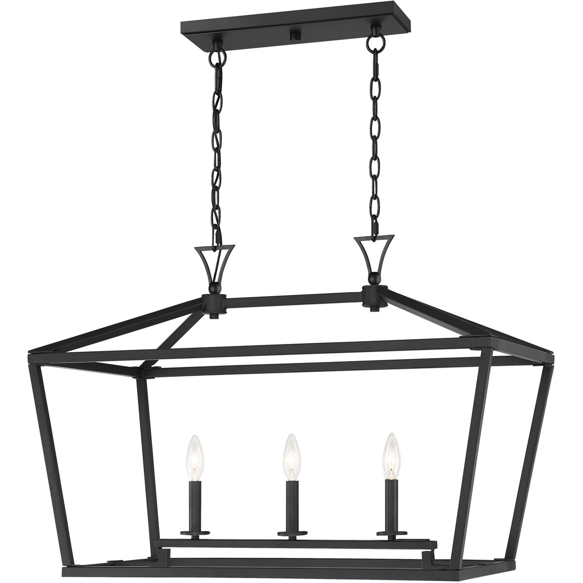 Townsend 3 Light 32 inch Matte Black Linear Chandelier Ceiling Light, Essentials