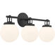 Ortesa 3 Light 24 inch Dark Matte Black Vanity Wall Light