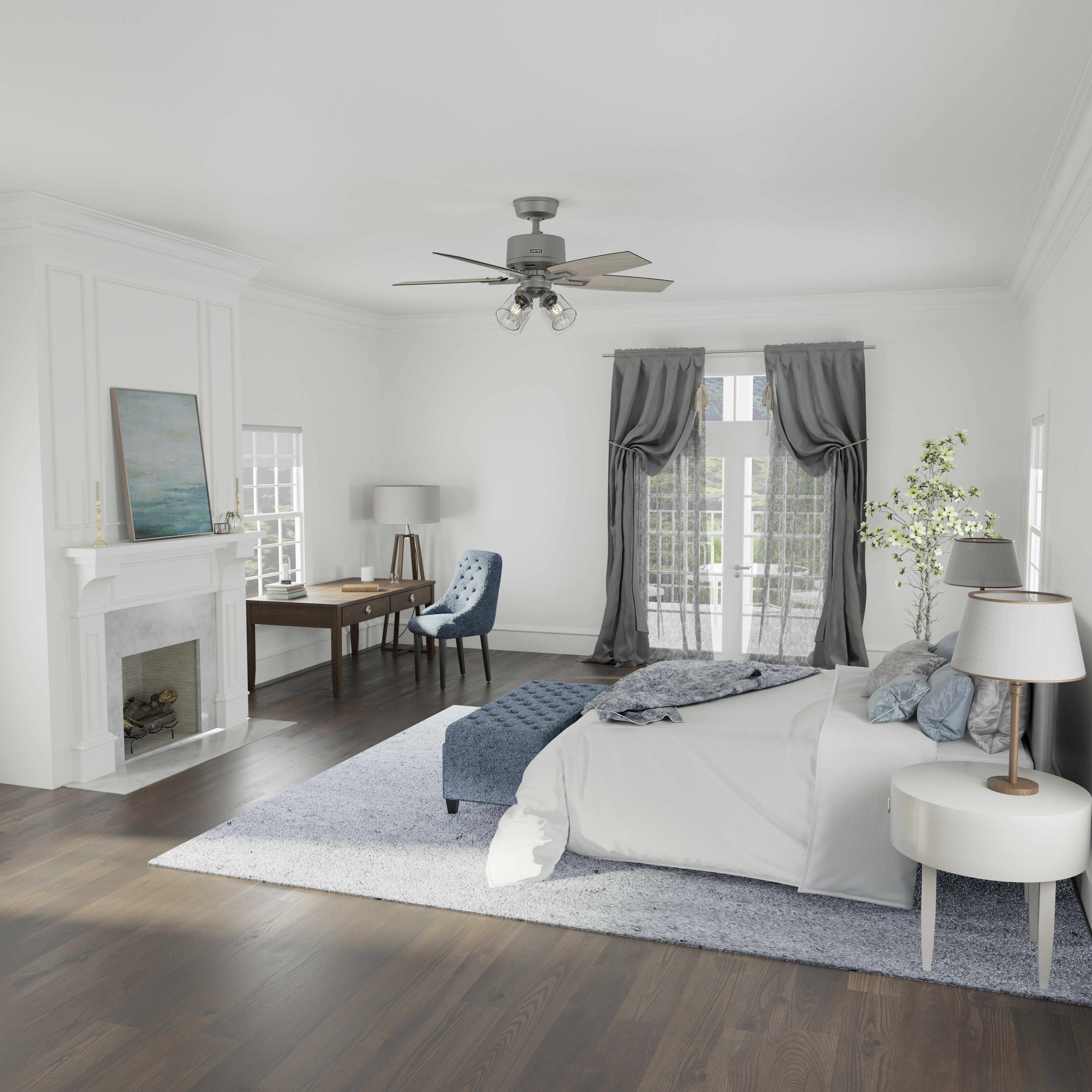 Gatlinburg 44 inch Matte Silver with Light Gray Oak Blades Ceiling Fan