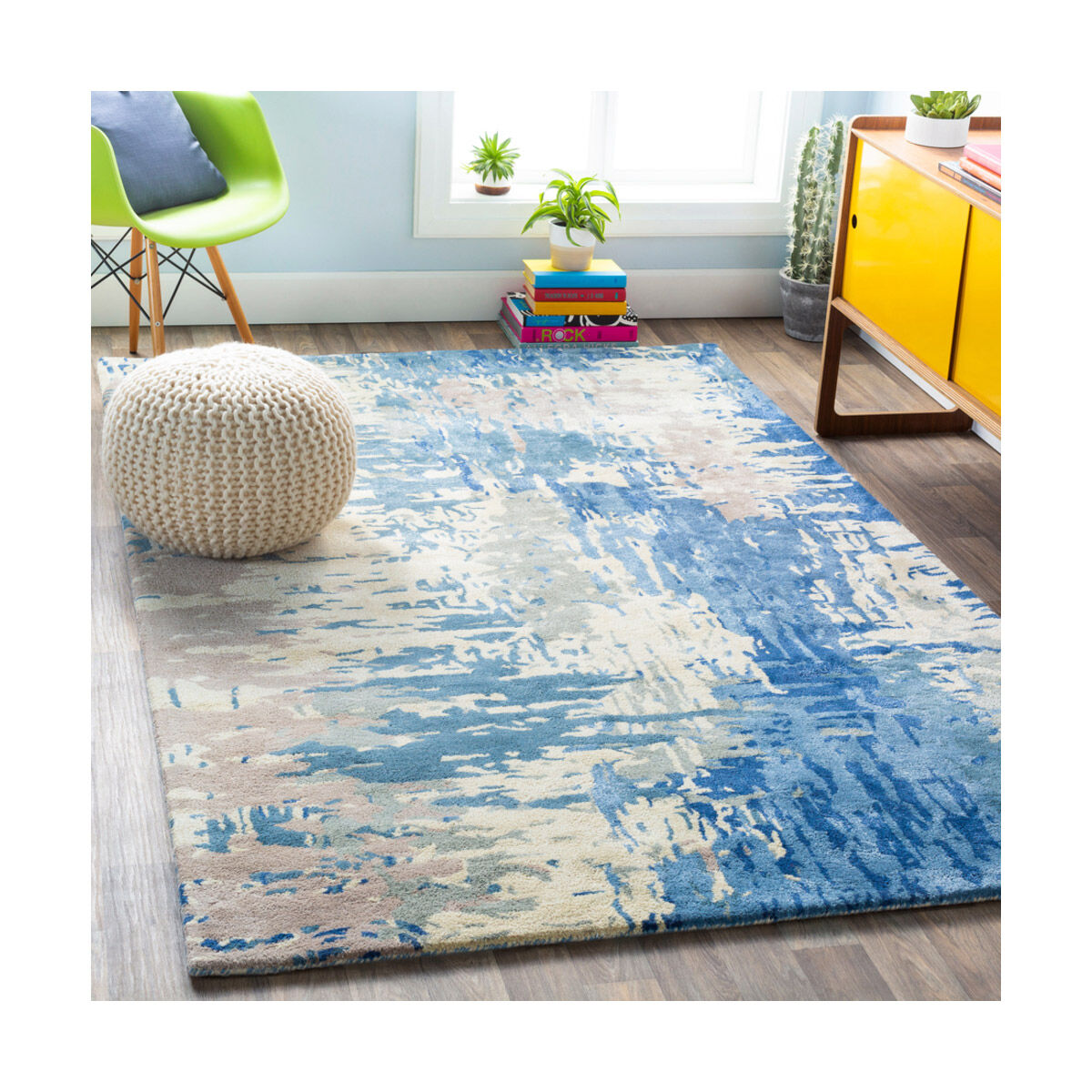 Utica 63 X 39 inch Dark Blue Rug, Rectangle