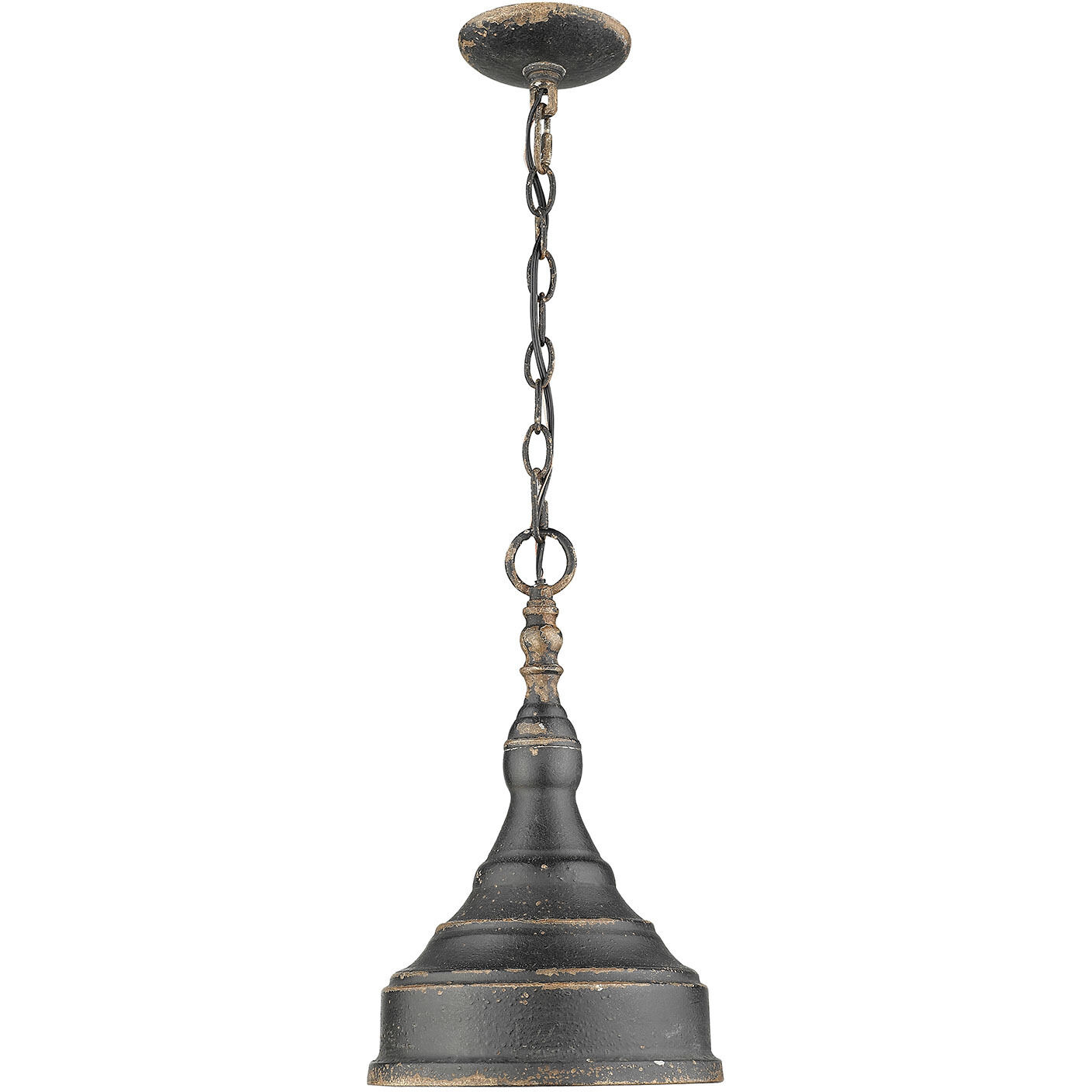 Keating Pendant Ceiling Light in Antique Black Iron, Small
