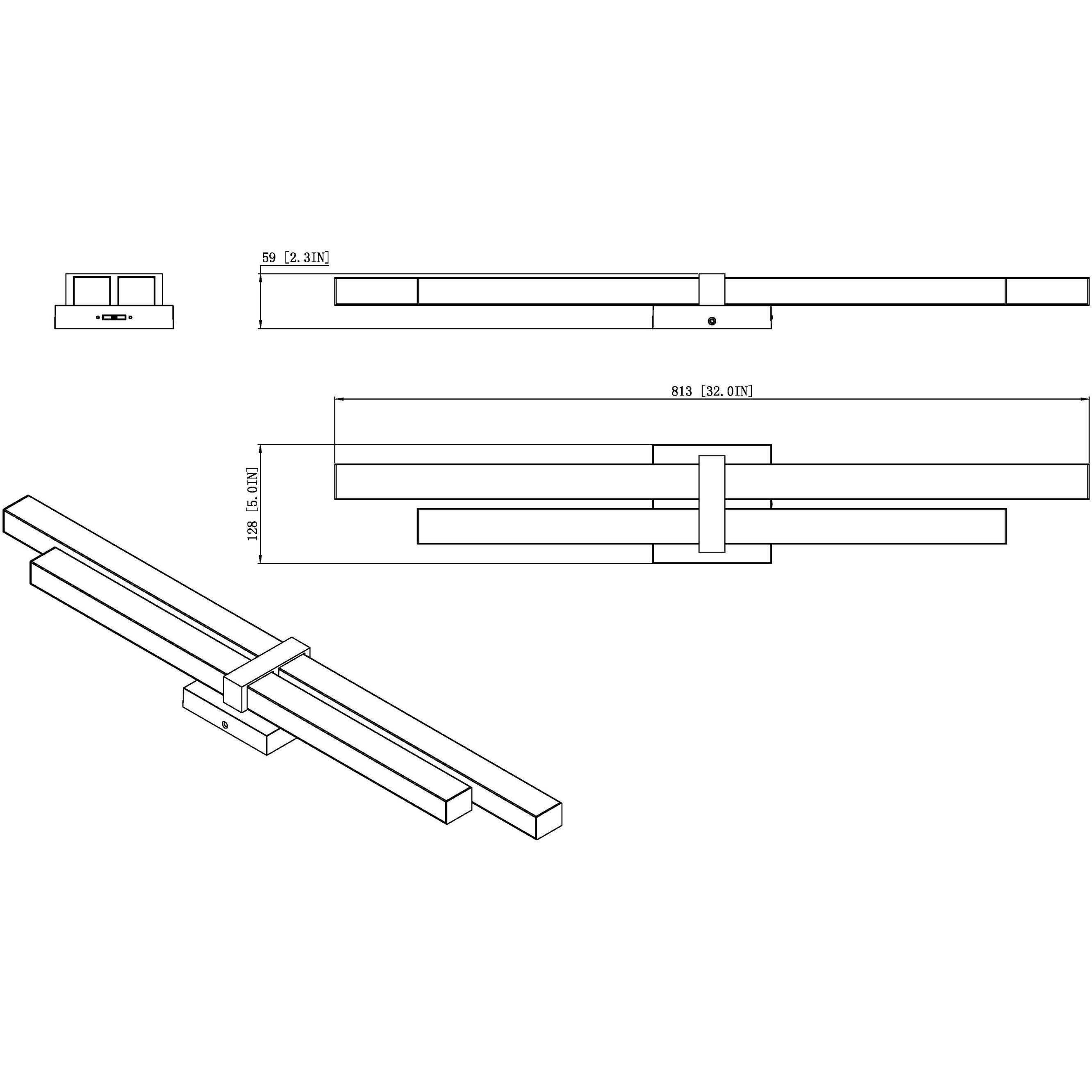 Zane LED 32 inch Modern Gold Vanity Wall Light