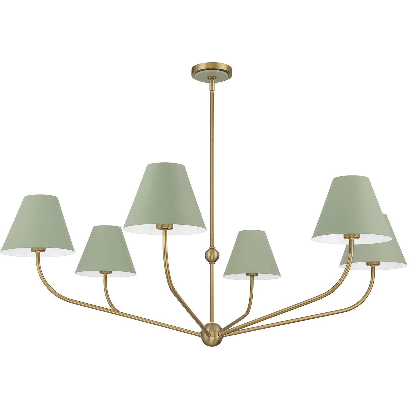 Xavier 6 Light 48 inch Vibrant Gold Chandelier Ceiling Light in Vibrant Gold and Green