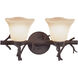 Vine 2 Light 18 inch Bark Bath Light Wall Light in Small Piastra (1255)