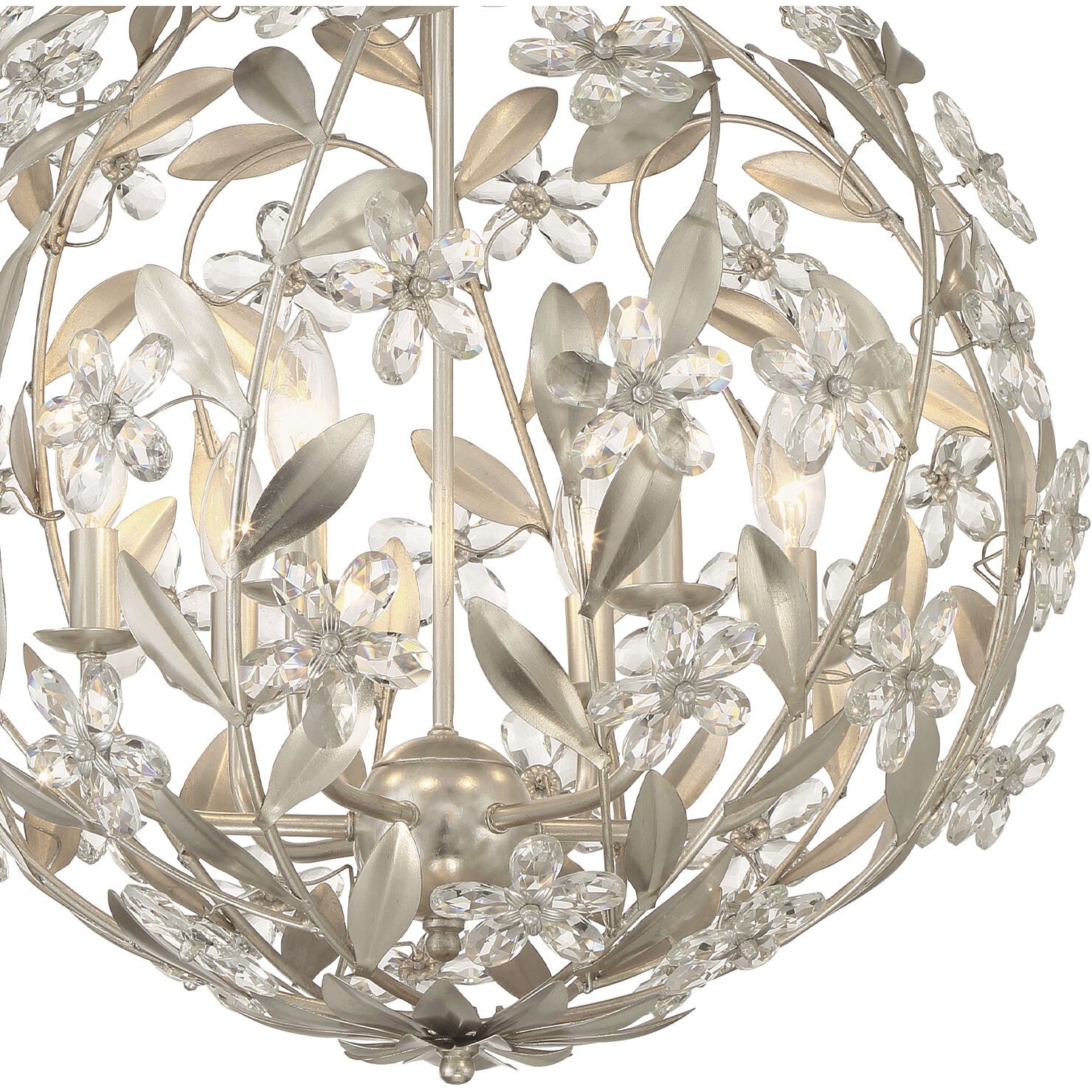 Marselle 6 Light 22 inch Antique Silver Chandelier Ceiling Light