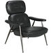 Randers Metal and Black Leather Arm Chair