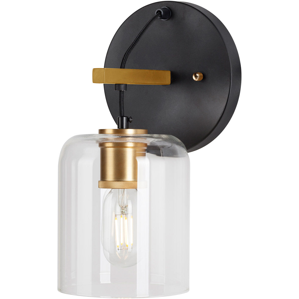 Tyrone 1 Light 7 inch Black and Soft Gold Sconce Wall Light