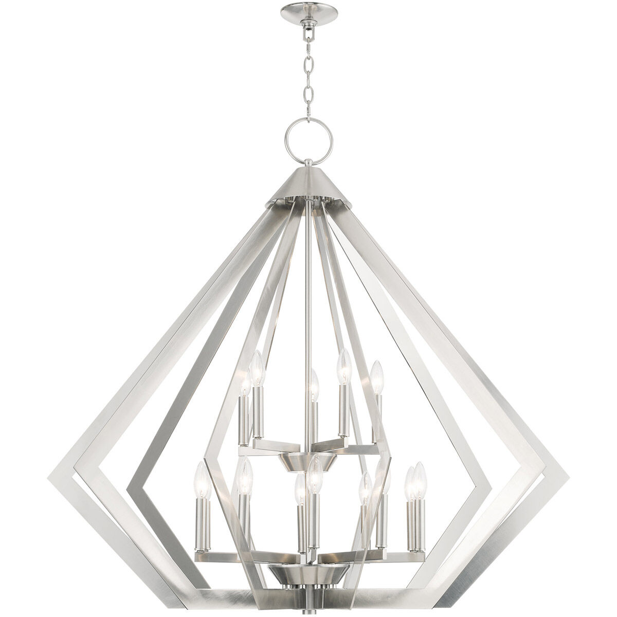 Prism 15 Light 42 inch Brushed Nickel Foyer Chandelier Ceiling Light