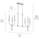 Florence 6 Light 10 inch Polished Nickel Chandelier Linear Ceiling Light