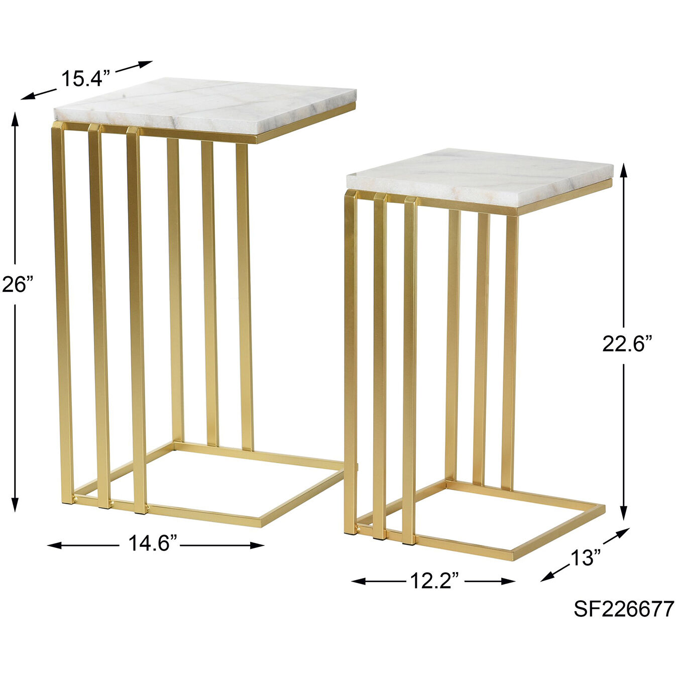 Marble Antique Gold and White End Table