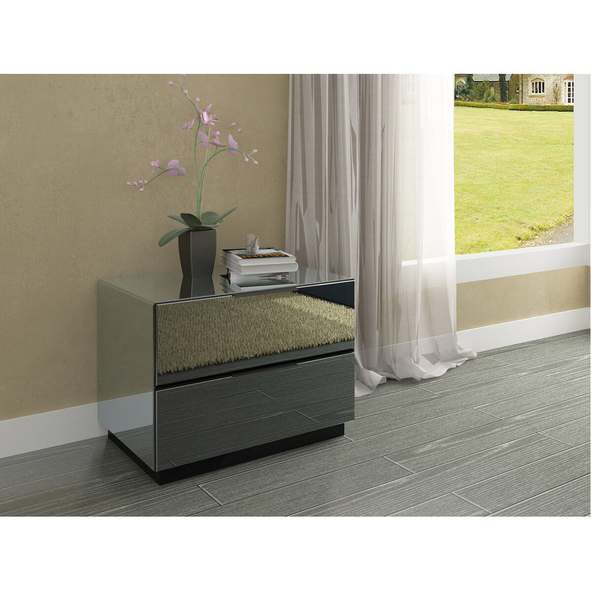 Canada 25 X 18 inch Smoke Mirror Side Table