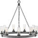 Open Air Sawyer 9 Light 30 inch Aged Zinc with Distressed Black Outdoor Hanging in Non-LED