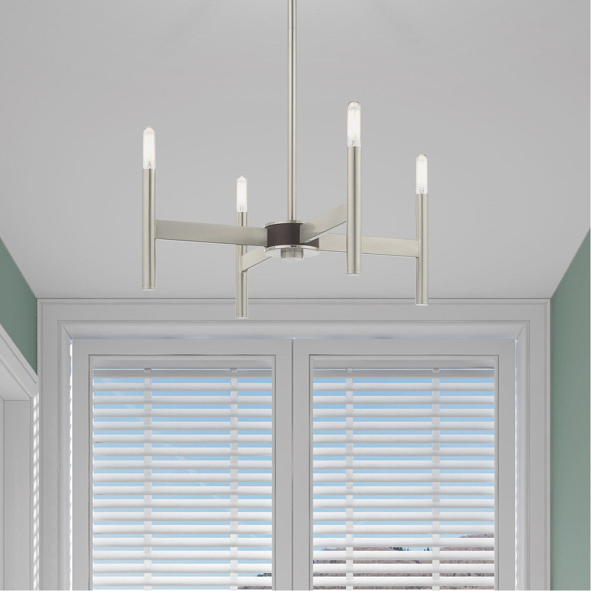 Copenhagen 4 Light 20 inch Brushed Nickel Mini Chandelier Ceiling Light