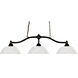 Chance 3 Light 50 inch Bronze Billiard Ceiling Light in White Linen Glass