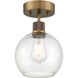 Port Nine LED 8 inch Antique Brushed Brass Semi-Flush Ceiling Light