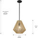 Valentina 1 Light 12.25 inch Matte Black Pendant Ceiling Light, Medium