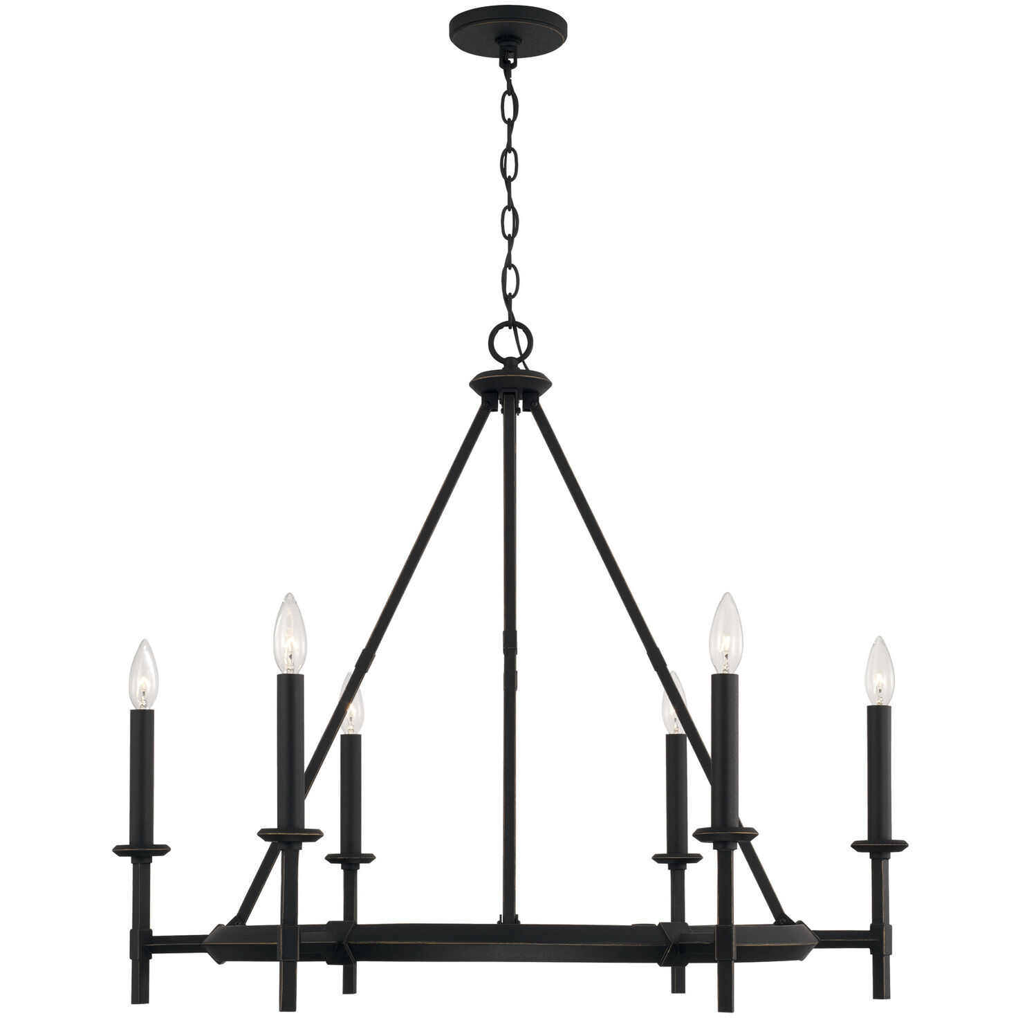 Ogden 6 Light 33 inch Brushed Black Iron Chandelier Ceiling Light