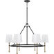 Hollis 6 Light 35 inch Matte Black with Hammered Gold Chandelier Ceiling Light