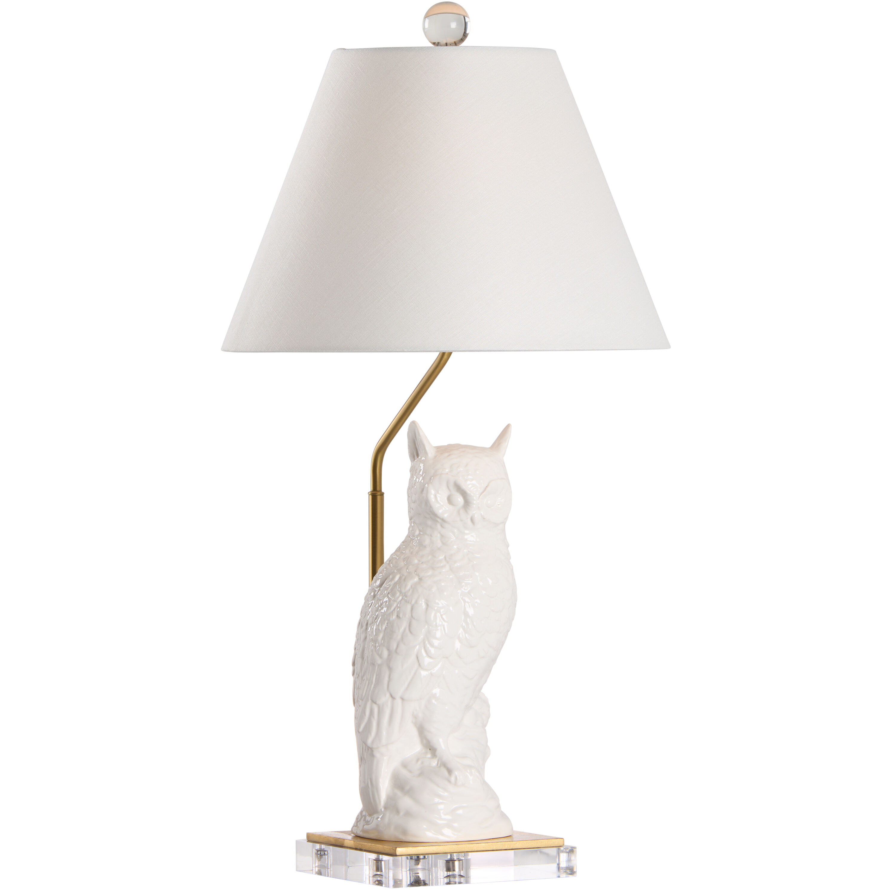 Hoot 20.5 inch 100.00 watt White/Cream and Gold Table Lamp Portable Light, Left