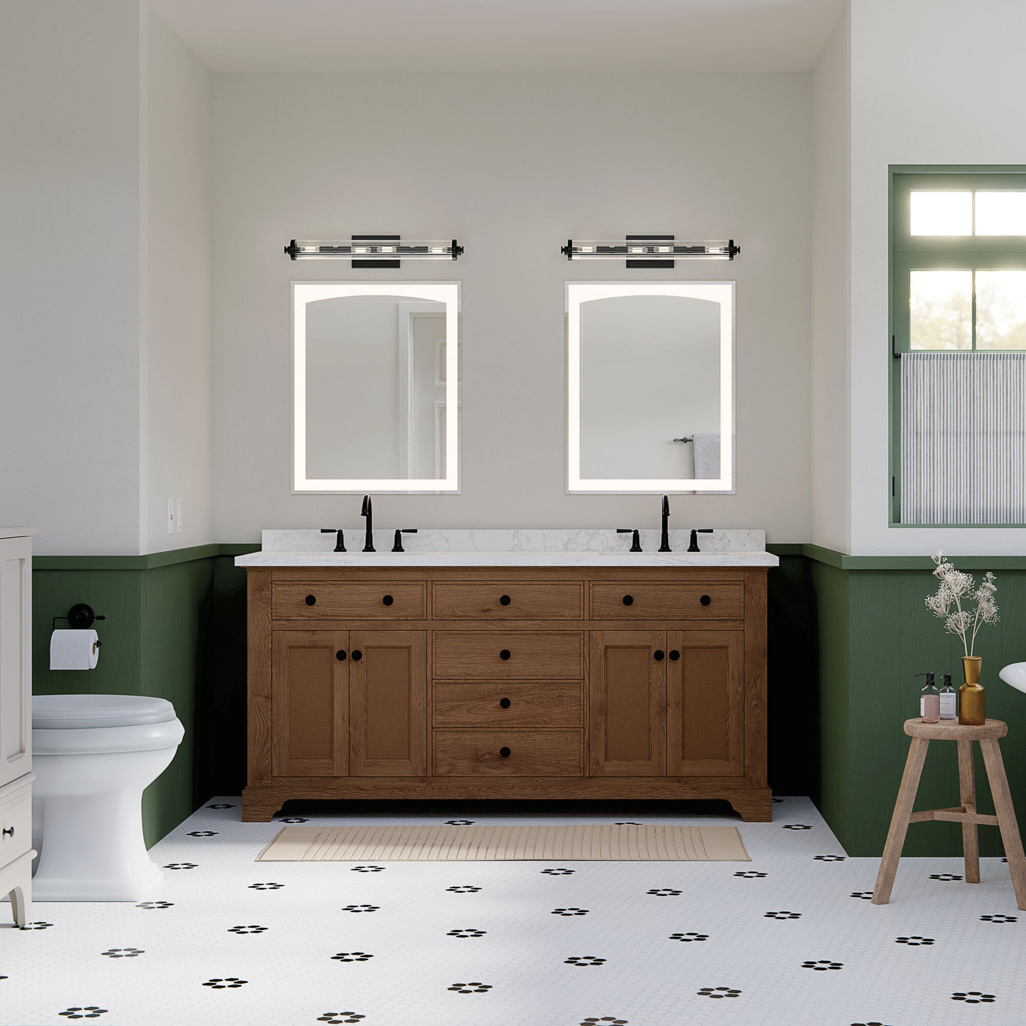 Azores 4 Light 25 inch Black Linear Bath Wall Light, Medium