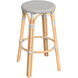Tobias Round Rattan 30" Bar Stool in Gray and White Dot