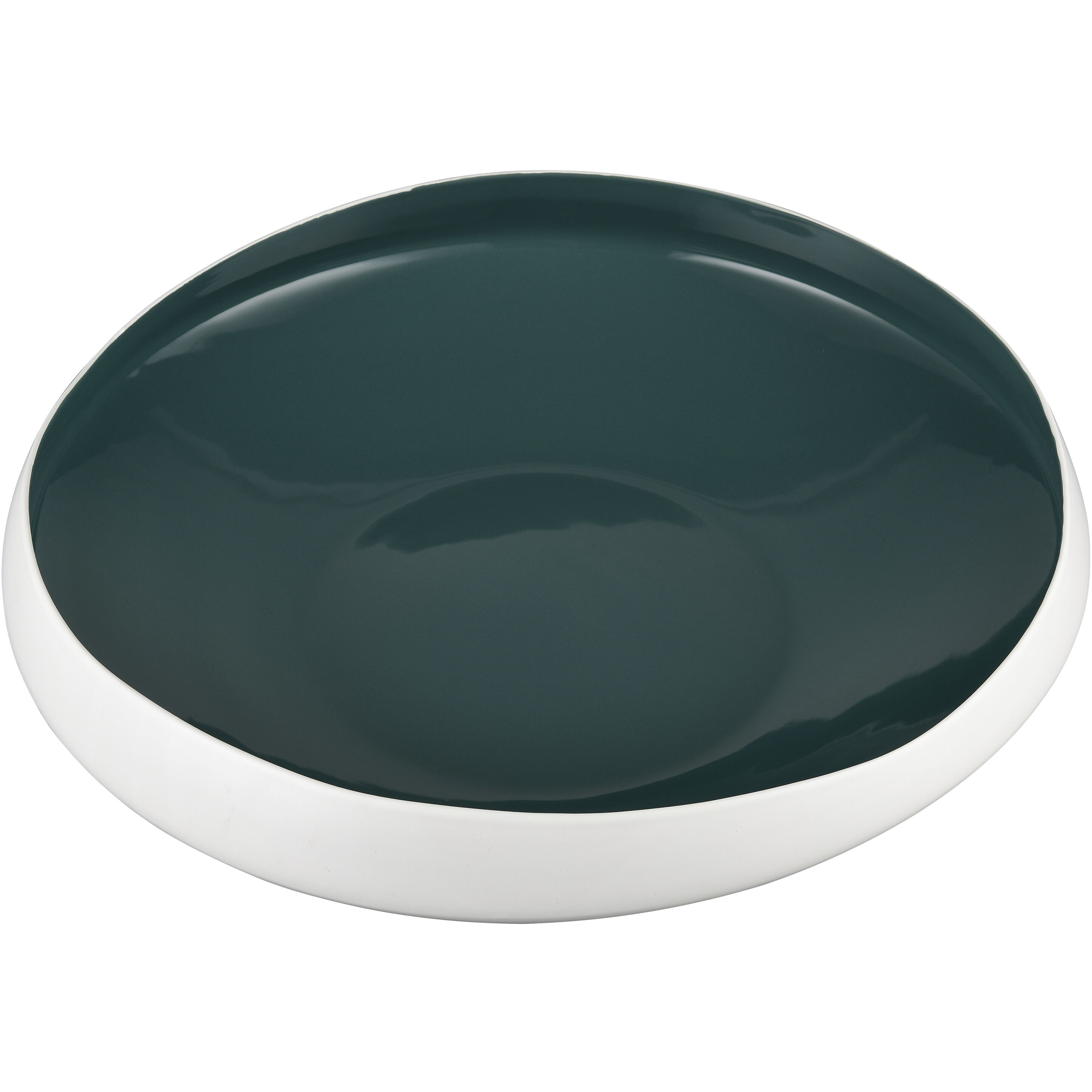 Greer 17.5 X 4 inch Bowl in White and Turquoise Glazed