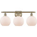 Ballston Athens 3 Light 26 inch Antique Brass Bath Vanity Light Wall Light in Incandescent, Matte White Glass, Ballston