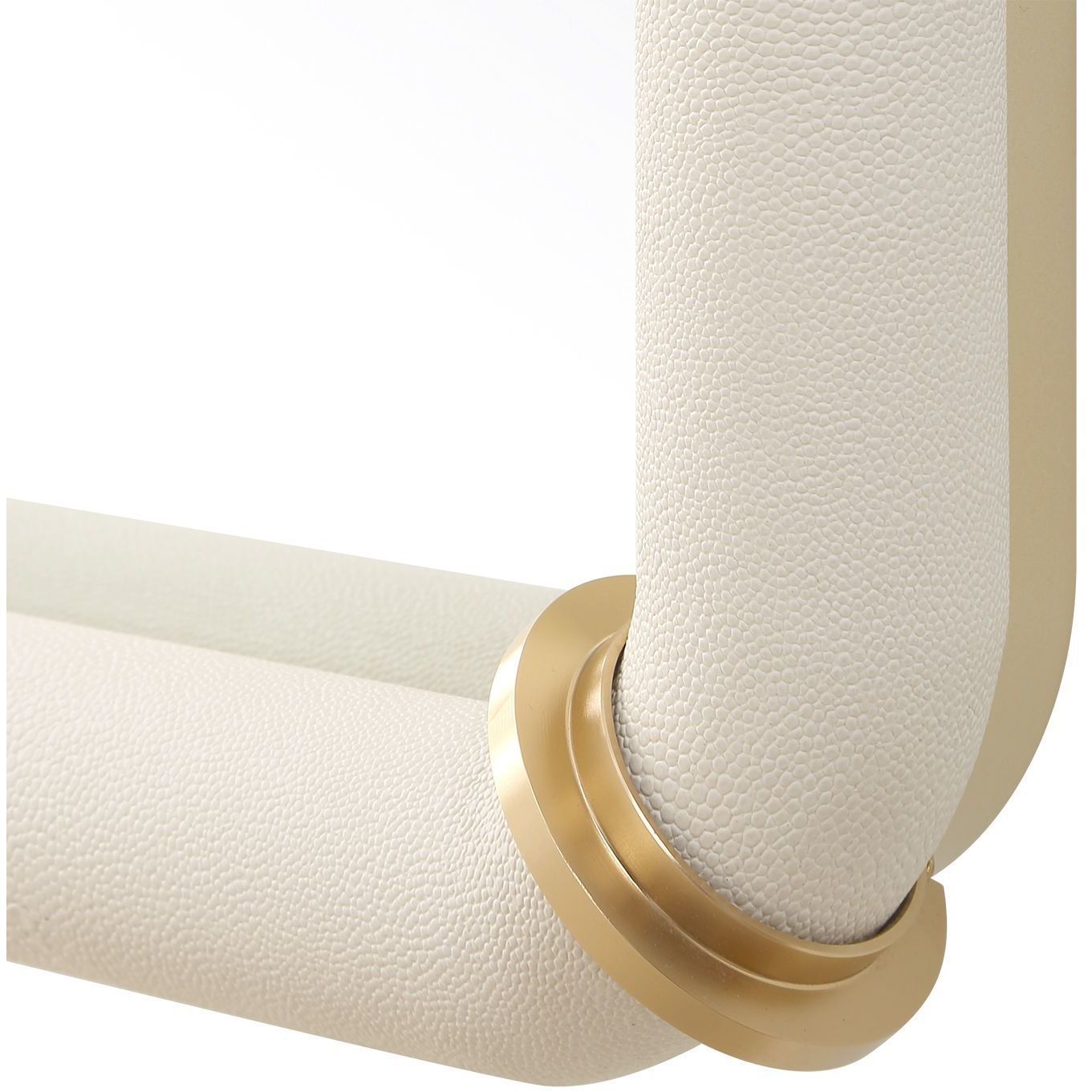 Cyprus 44 X 22 inch White Faux Shagreen Leather and Brass Mirror