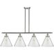 Ballston X-Large Cone 4 Light 48 inch Brushed Satin Nickel Island Light Ceiling Light in Seedy Glass