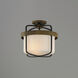 Ruffles 3 Light 13.75 inch Black and Antique Brass Semi-Flush Mount Ceiling Light