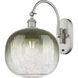 Ballston Brookhaven Sphere 1 Light 10.5 inch Brushed Satin Nickel Swing Arm Sconce Wall Light in Slate Glass
