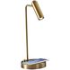 Kaye 17 inch 5.00 watt Antique Brass Desk Lamp Portable Light, with AdessoCharge Wireless Charging Pad and USB Port