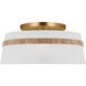 AH by Alexa Hampton Cordtlandt 3 Light 19 inch Burnished Brass with Rattan Semi-Flush Mount Ceiling Light