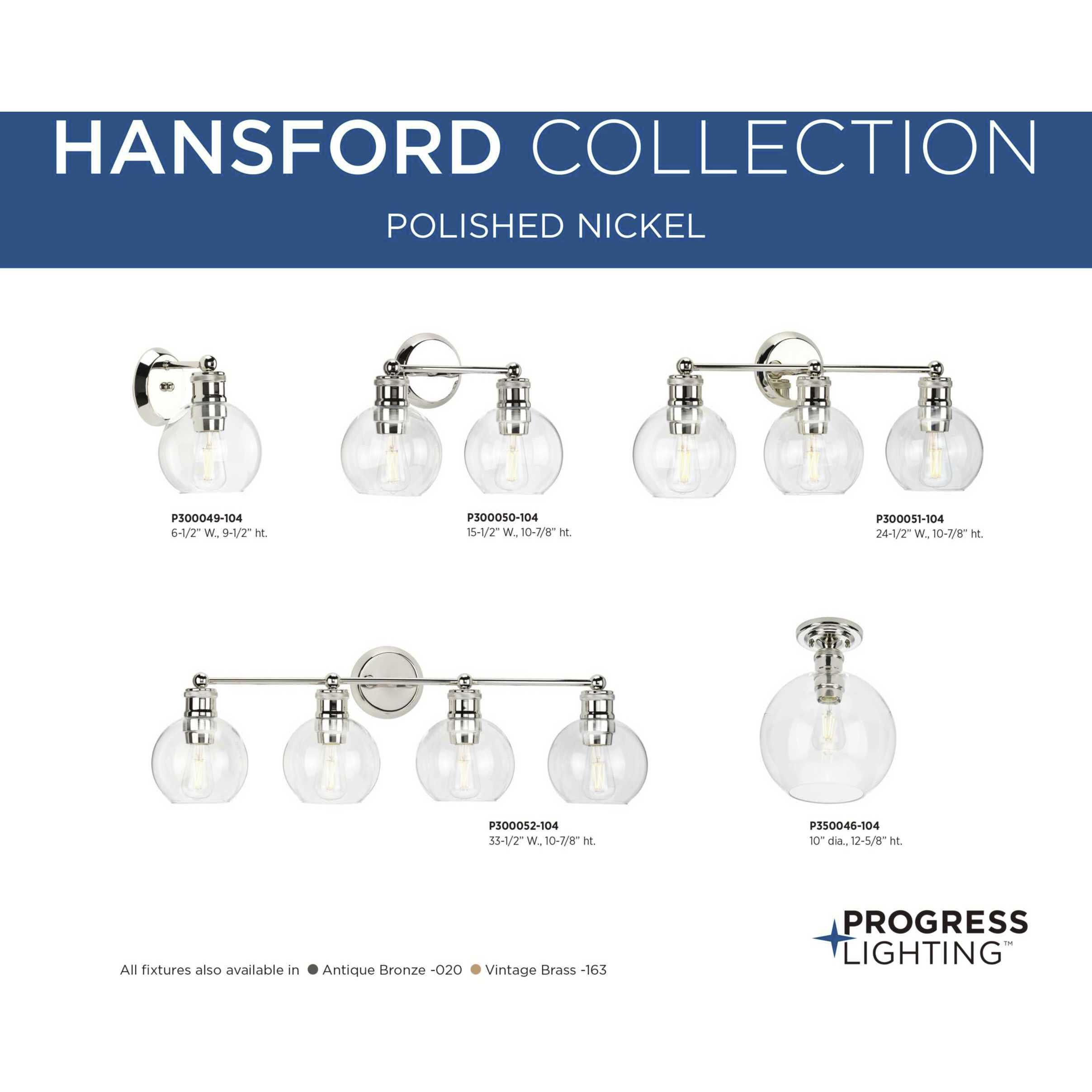 Hansford 4 Light 34 inch Polished Nickel Bath Vanity Wall Light