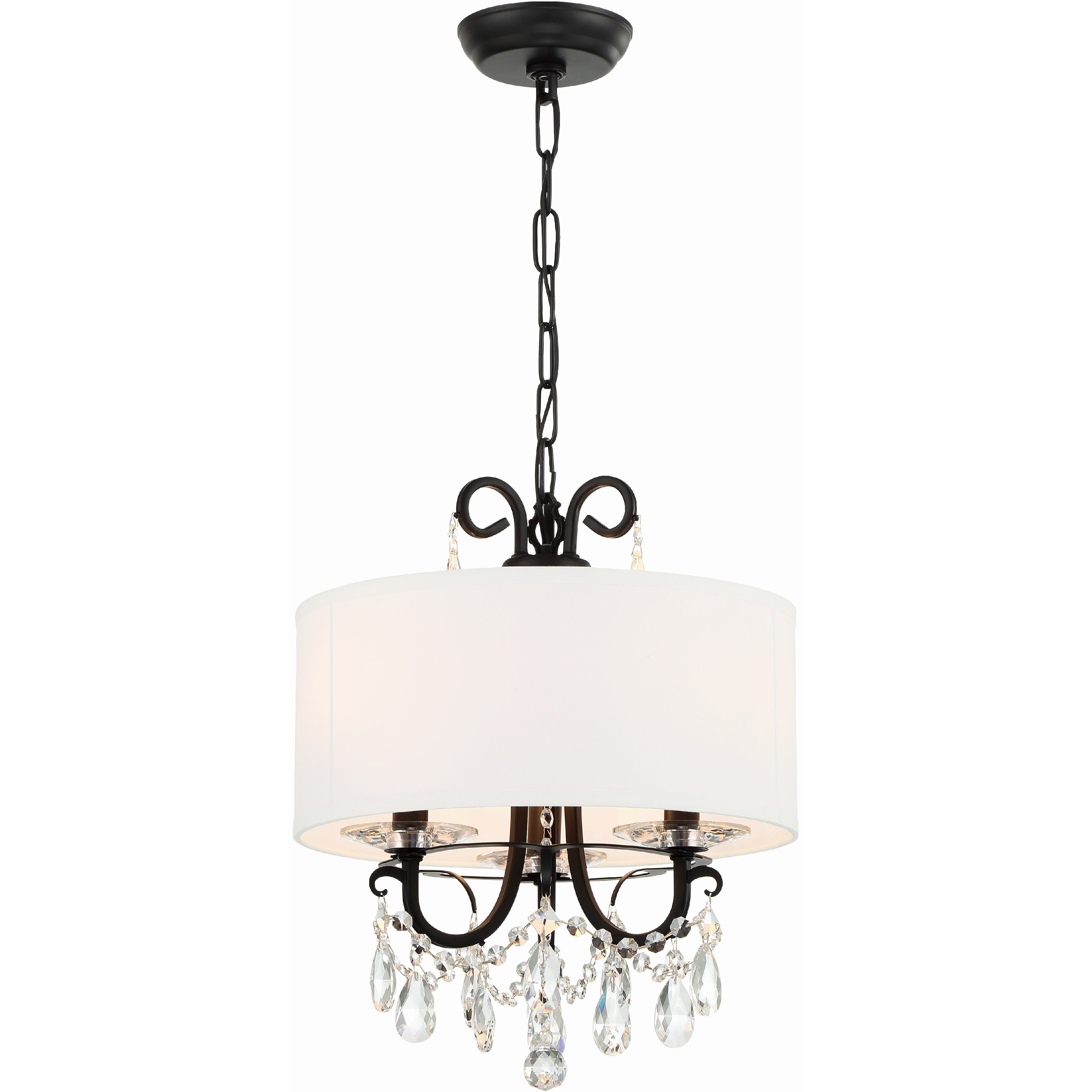 Othello 3 Light 14 inch Matte Black Mini Chandelier Ceiling Light in Clear Hand Cut