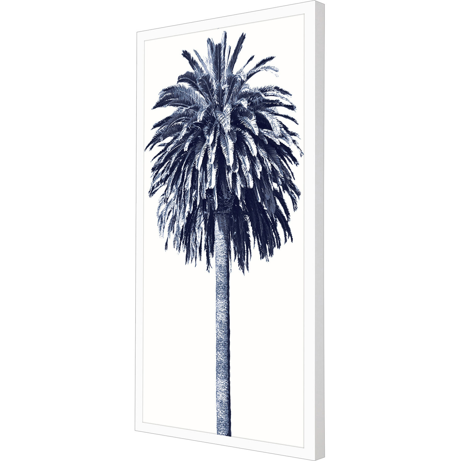 Palm Tree Blue Blue and White Framed Art